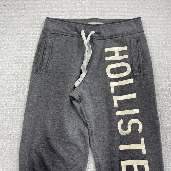 Hollister Pants Mens Medium Grey Sellout Logo Print Joggers Sweatpants Read - Picture 2 of 12